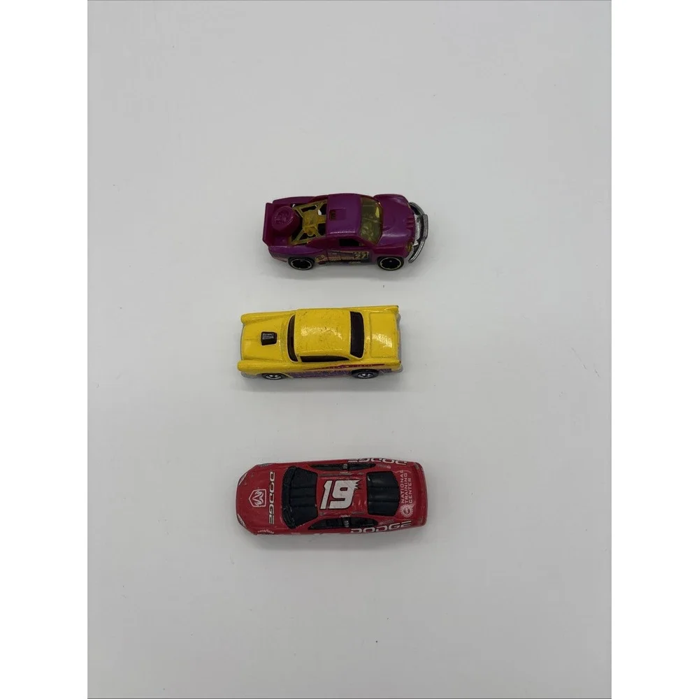3 Vintage Hot Wheels Cars. Red Dodge , purple Off Track  Racer‎ And Yellow Chevy